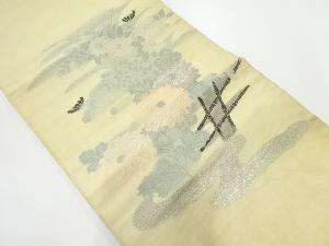 アンティーク　駒絽秋草模様織出し丸帯（材料）